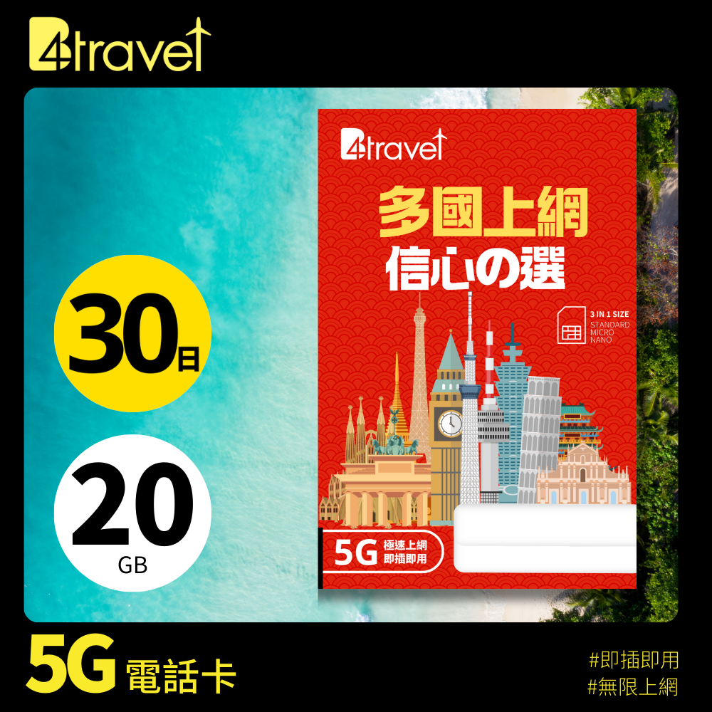 B4travel 多國上網 5G 無限上網卡