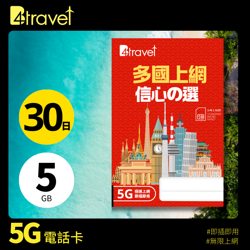 B4travel 多國上網 5G 無限上網卡