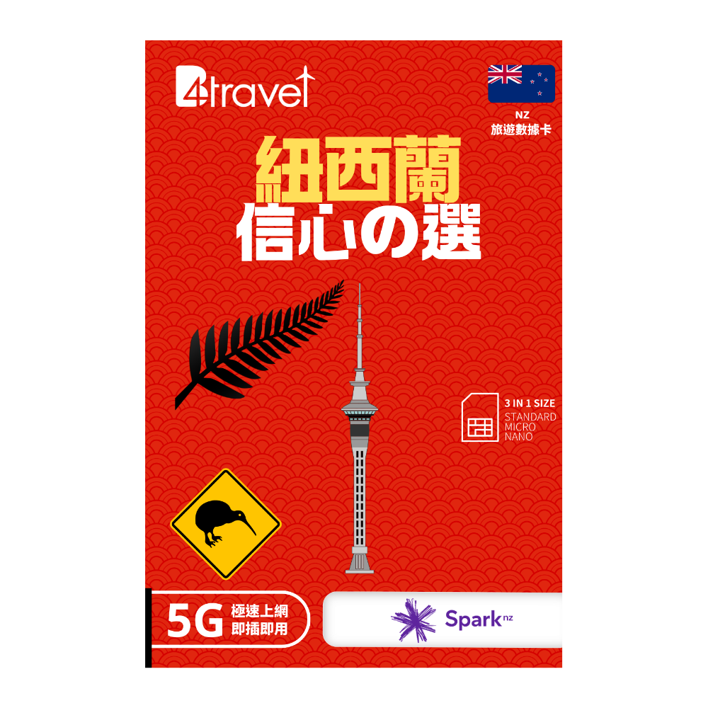 B4travel 紐西蘭 30日 20GB 5G 無限上網數據卡