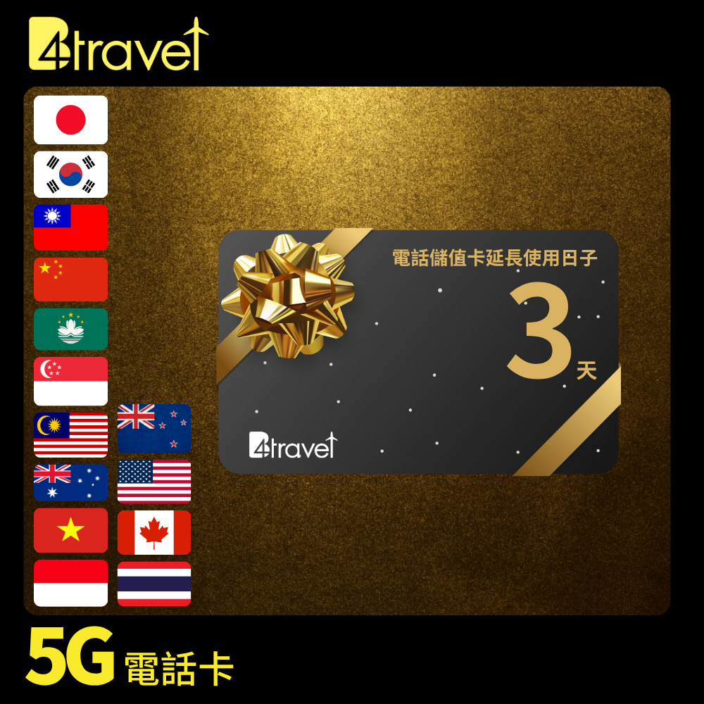 B4travel 電話儲值卡使用日子延長劵