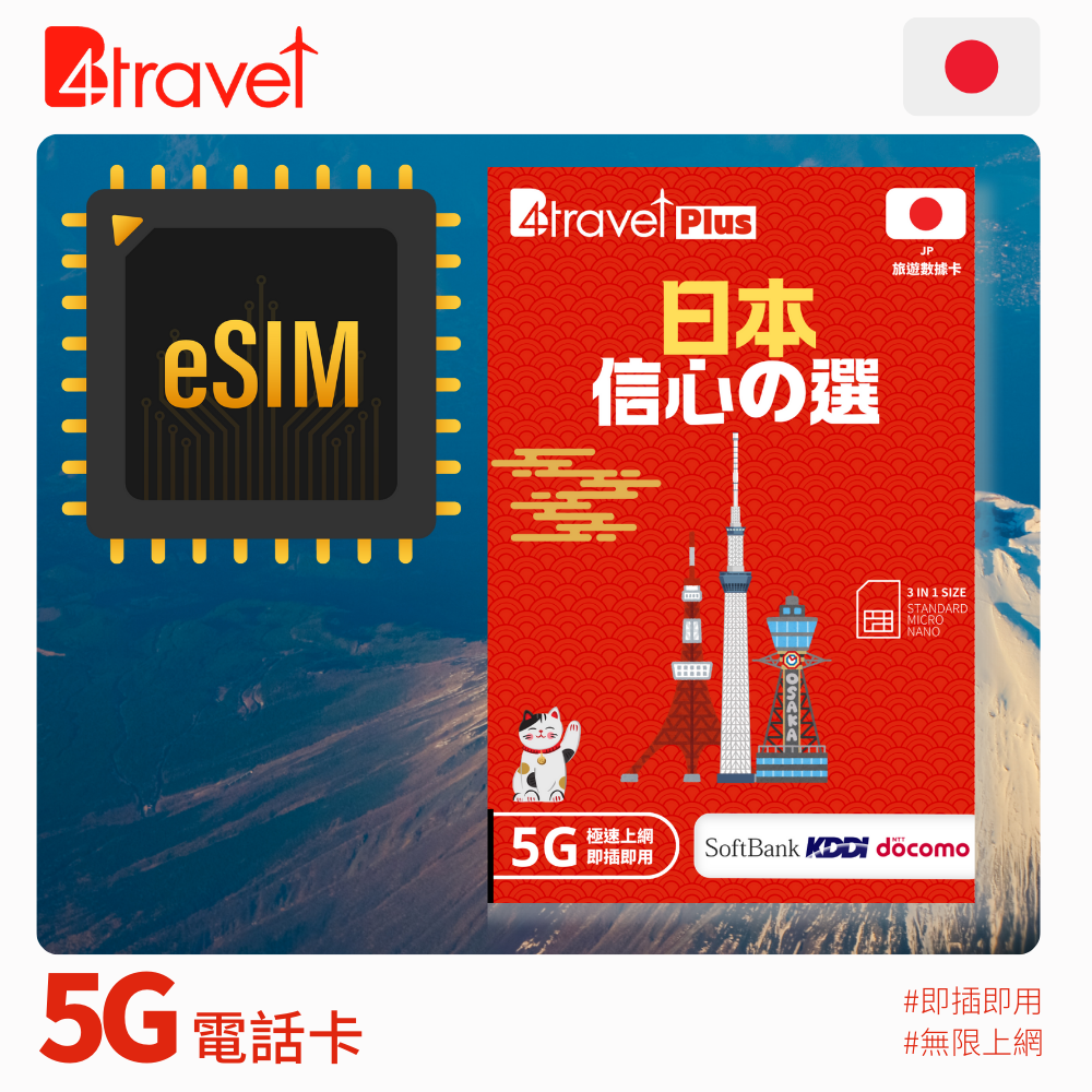 B4travel 雙網絡 日本 9日 9GB 5G 無限上網卡