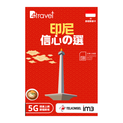 B4travel 印尼 7日 10GB 5G 無限上網數據卡