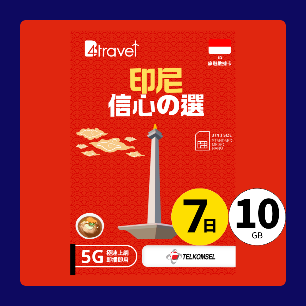 B4travel 印尼 7日 10GB 5G 無限上網數據卡