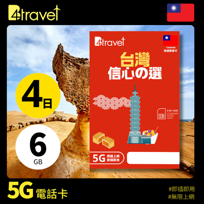 B4travel 台灣 4日 6GB 5G 無限上網數據卡