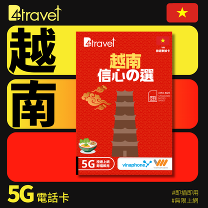 B4travel 越南 雙網絡 7日 10GB 5G 無限上網數據卡